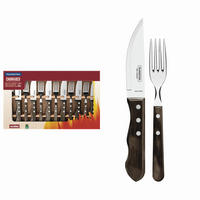 STEAKBESTECK JUMBO 12-teilig  für  - Edelstahlfarben/Braun, Basics, Holz/Metall - TRAMONTINA