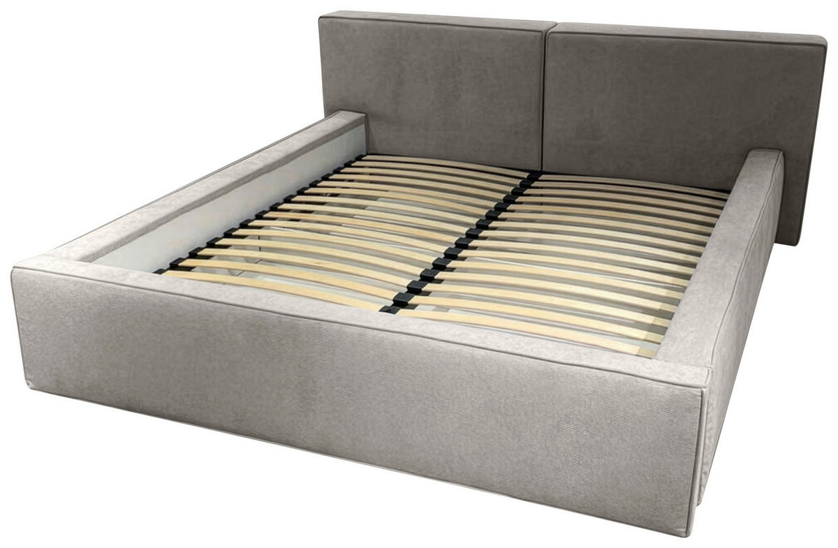 POLSTERBETT 180/200 cm,  in Hellgrau, gepolstertes Kopfteil, Lattenrost, Bettkasten,  - Hellgrau/Schwarz, MODERN, Holz/Kunststoff (180/200cm) - Chameo