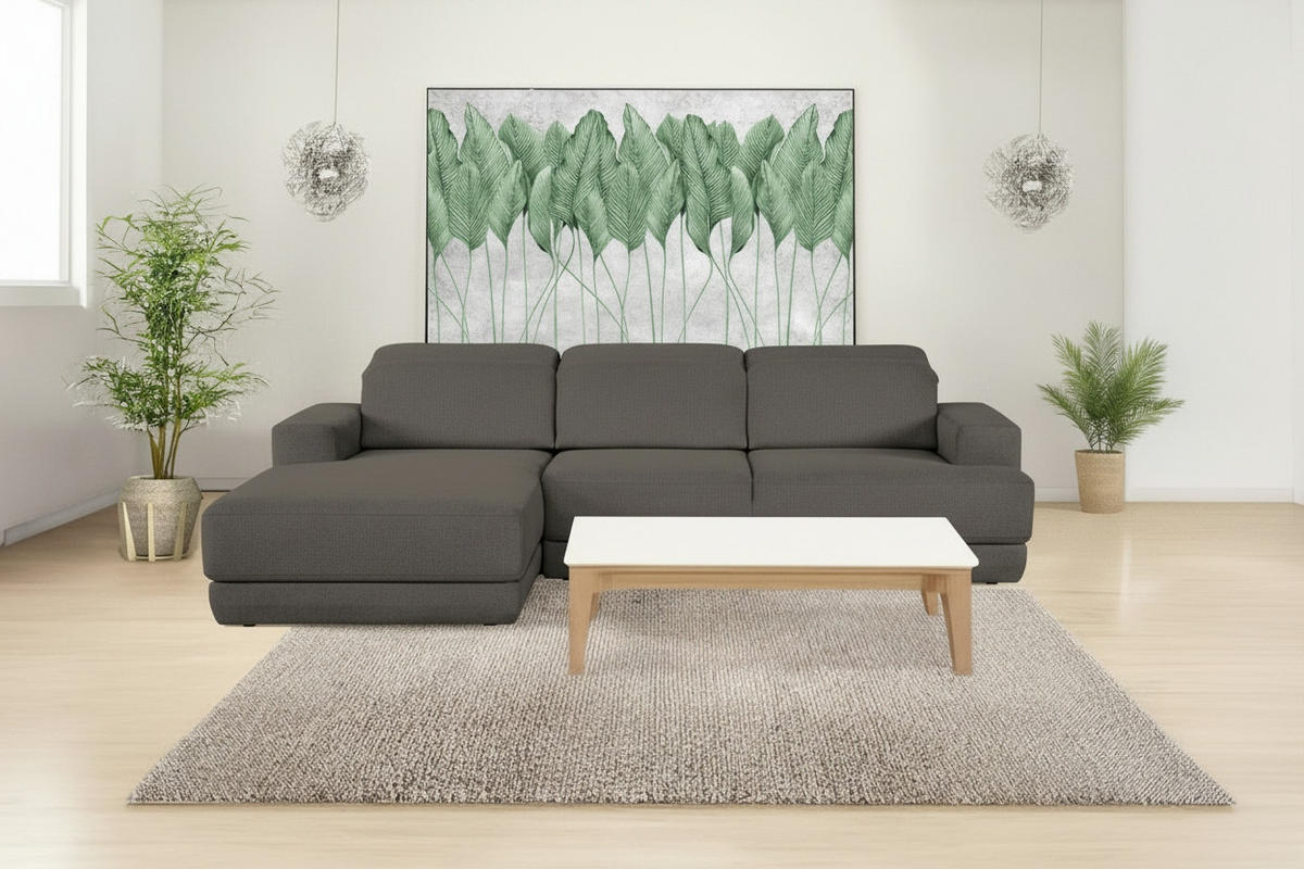 ECKSOFA Anthrazit Webstoff  - Anthrazit/Schwarz, Design, Kunststoff/Textil (204/293cm) - MID.YOU