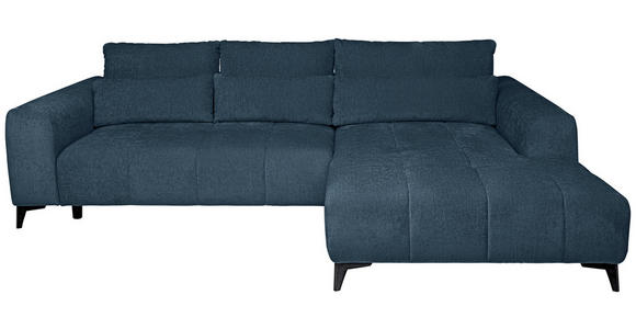 ECKSOFA  in Chenille Blau  279/222 cm  - Blau/Schwarz, KONVENTIONELL, Kunststoff/Textil (279/222cm) - Hom`in