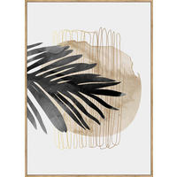 KUNSTDRUCK Abstraktes, Blätter  - Eichefarben/Goldfarben, Trend, Holzwerkstoff/Textil (51,5/71,5cm) - Monee