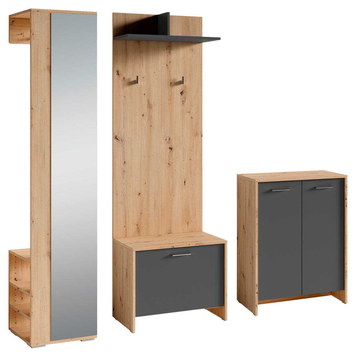 GARDEROBE 4-teilig  in 40/184/35 cm  - Anthrazit/Eiche Artisan, Design, Holzwerkstoff (40/184/35cm) - MID.YOU