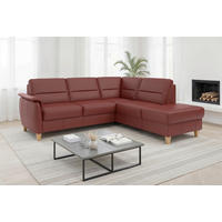 ECKSOFA PALMERA E Rotbraun Kombination Echtleder/Stoff Mikrofaser Stauraum  - Rotbraun/Eichefarben, Basics, Leder/Holz (236/212cm) - Sit & More