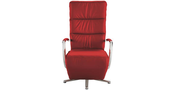 RELAXSESSEL in Leder Rot - Chromfarben/Rot, Design, Leder/Metall (64/112/80cm) - Cantus