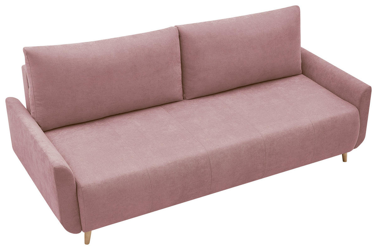 SCHLAFSOFA DUO Mikrofaser Rosa  inkl. Rückenkissen, Bettkasten, Schlaffunktion, Rücken echt  - Naturfarben/Rosa, Design, Textil (218/90/110cm) - P & B