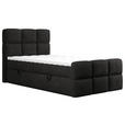 BOXBETT 120/200 cm,  in Schwarz, gepolstertes Kopfteil, Bettkasten, Topper, H3 = fest  - Schwarz, Design, Holzwerkstoff/Kunststoff (120/200cm) - Xora