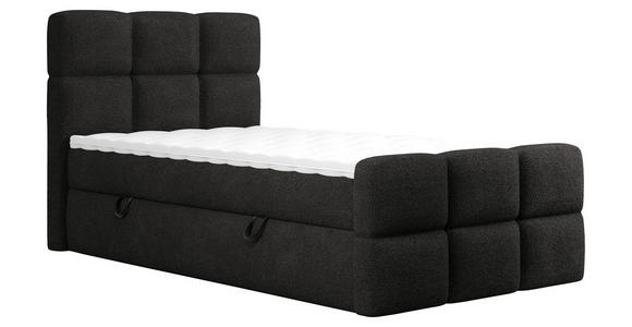 BOXBETT 120/200 cm,  in Schwarz, gepolstertes Kopfteil, Bettkasten, Topper, H3 = fest  - Schwarz, Design, Holzwerkstoff/Kunststoff (120/200cm) - Xora