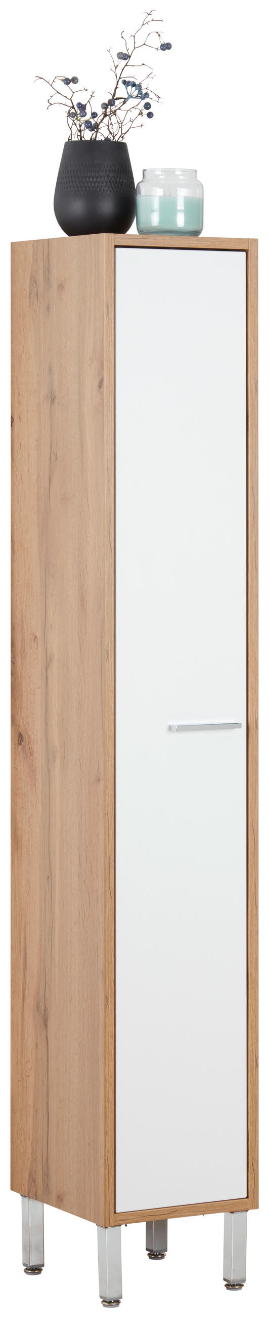 HOCHSCHRANK 25/152/30 cm  - Chromfarben/Eichefarben, KONVENTIONELL, Holzwerkstoff/Metall (25/152/30cm) - Stylife