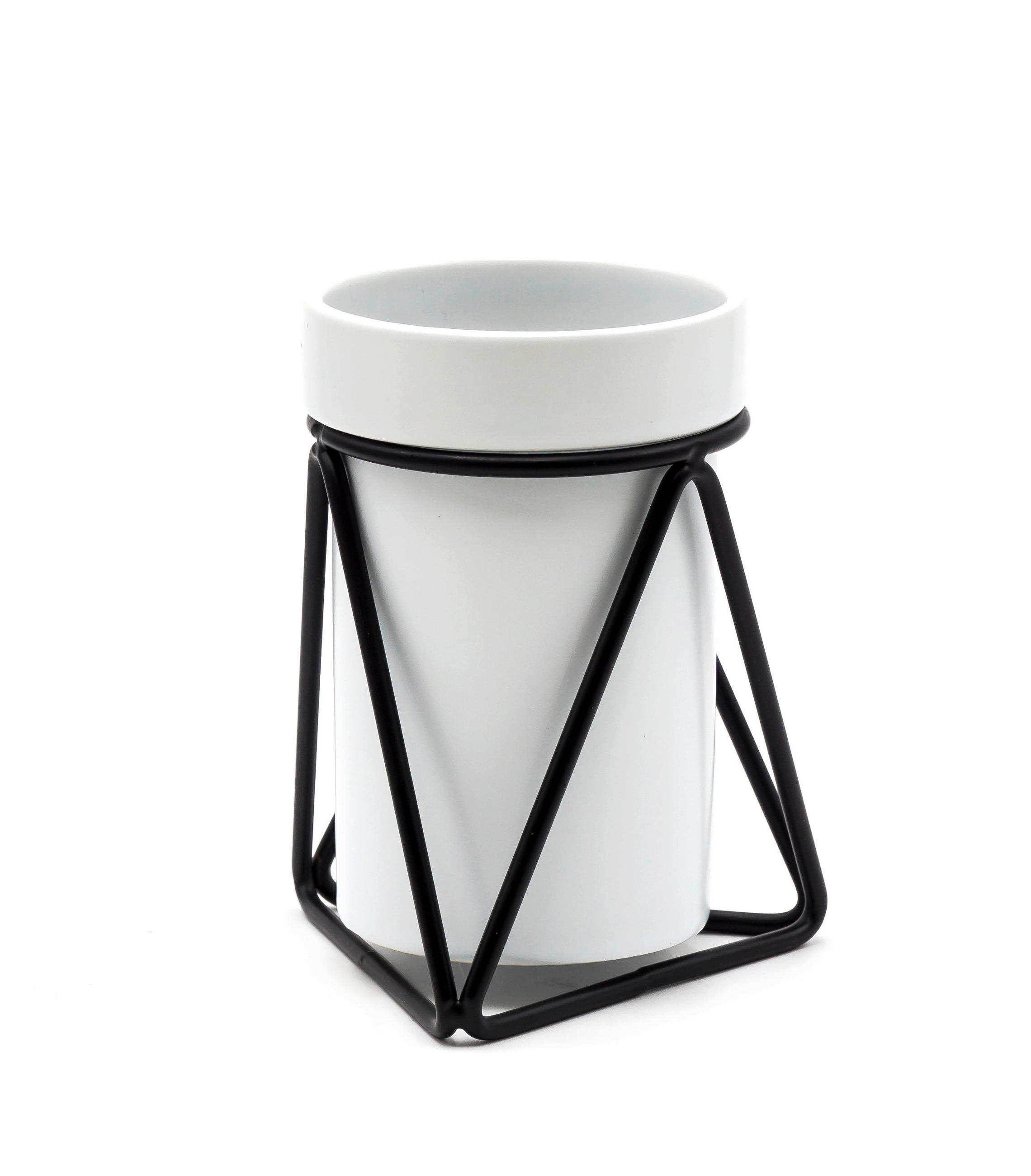 PAHAR PENTRU PERIUȚE DE DINȚI metal, ceramică  - alb/negru, Basics, ceramică/metal (9,5/12/9,5cm) - Sadena