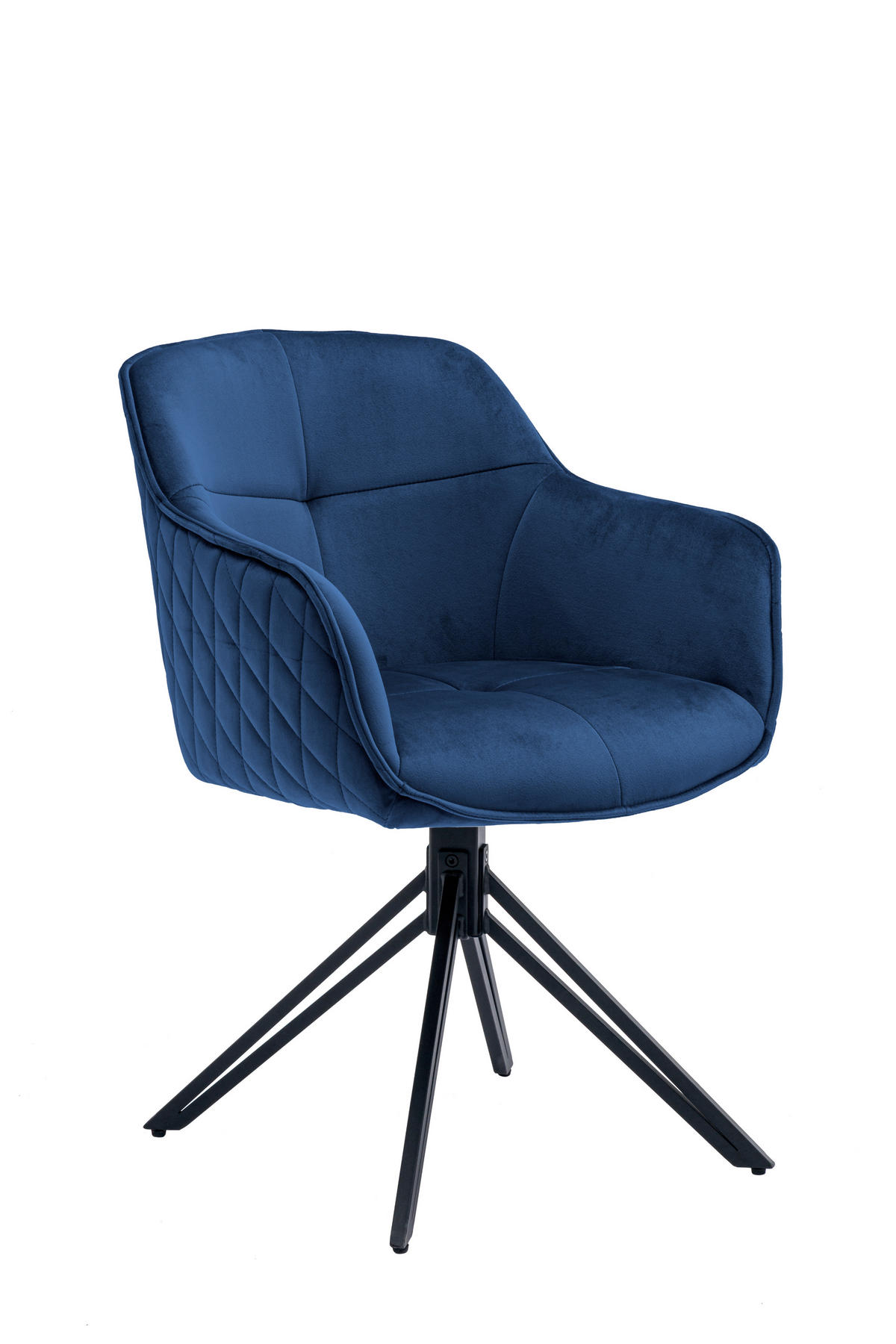 ŽIDLE S PODRUČKAMI, samet, modrá - modrá/černá, Moderní, kov/textil (59/82/62cm) - MID.YOU