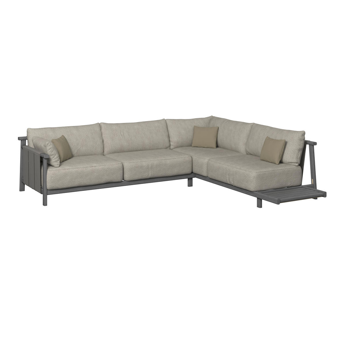 LOUNGEGARNITUR 264/308 cm Esche massiv  - Taupe/Anthrazit, ROMANTIK / LANDHAUS, Holz/Textil (264/308cm) - Dieter Knoll