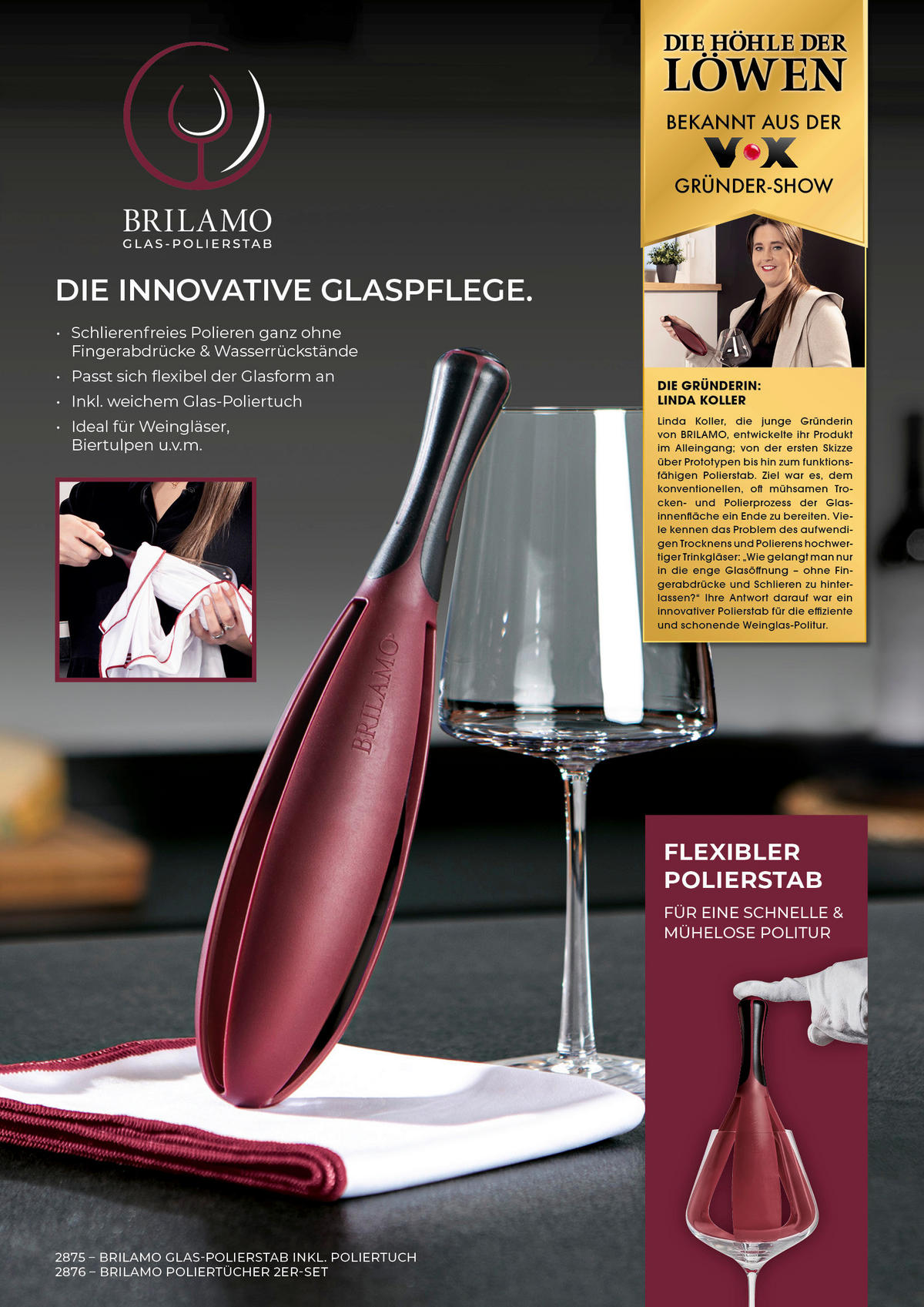 GLAS-POLIERSET Brilamo  - Weinrot, Basics, Kunststoff/Textil (26/6/6cm)