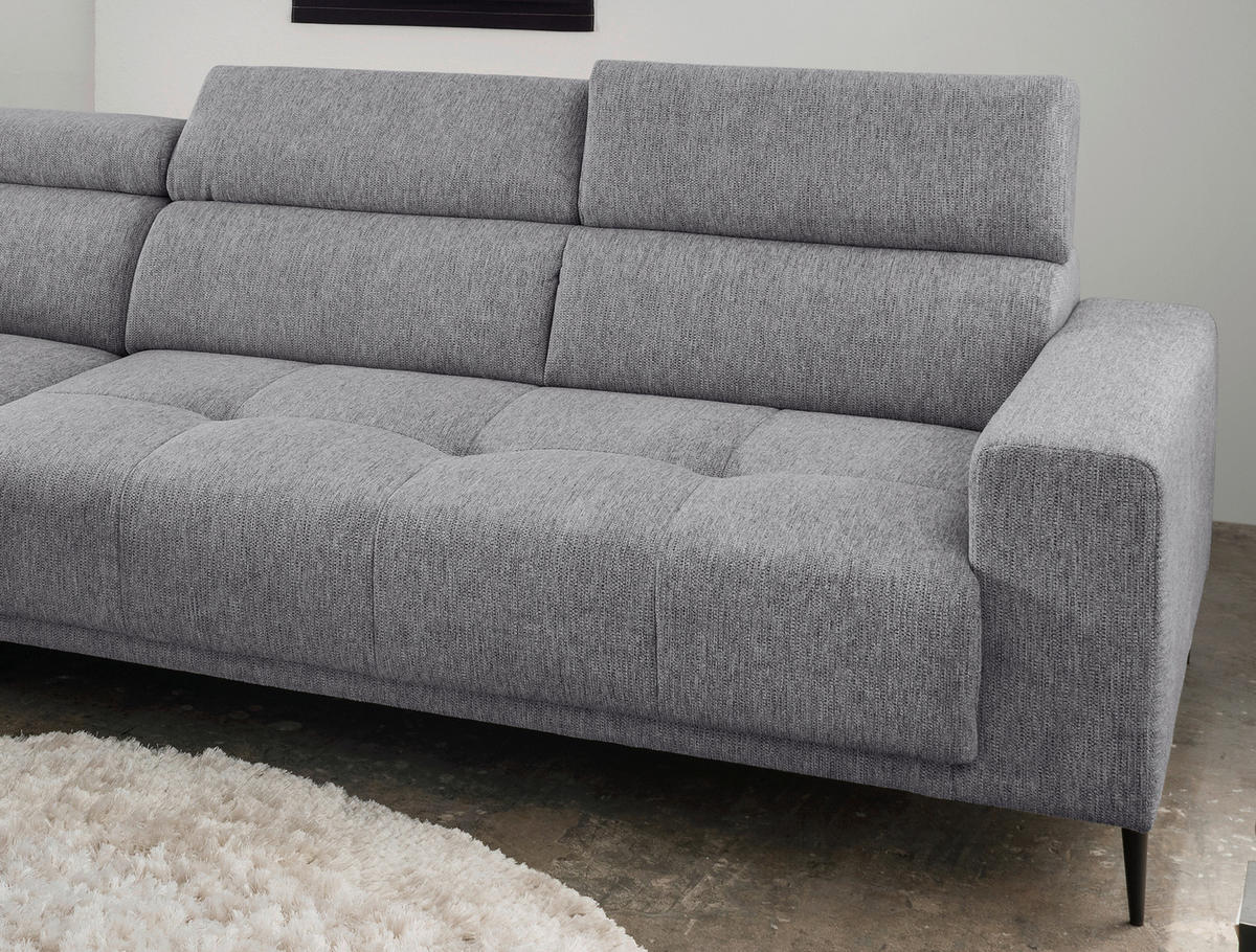 ECKSOFA Dunkelgrau Chenille  - Dunkelgrau/Schwarz, KONVENTIONELL, Textil/Metall (188/276cm) - Livetastic
