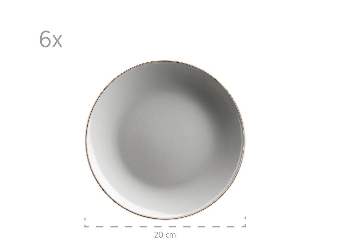 KOMBISERVICE Metallic Rim 24-teilig  - Grau, Basics, Keramik (43/32,5/32cm) - Mäser