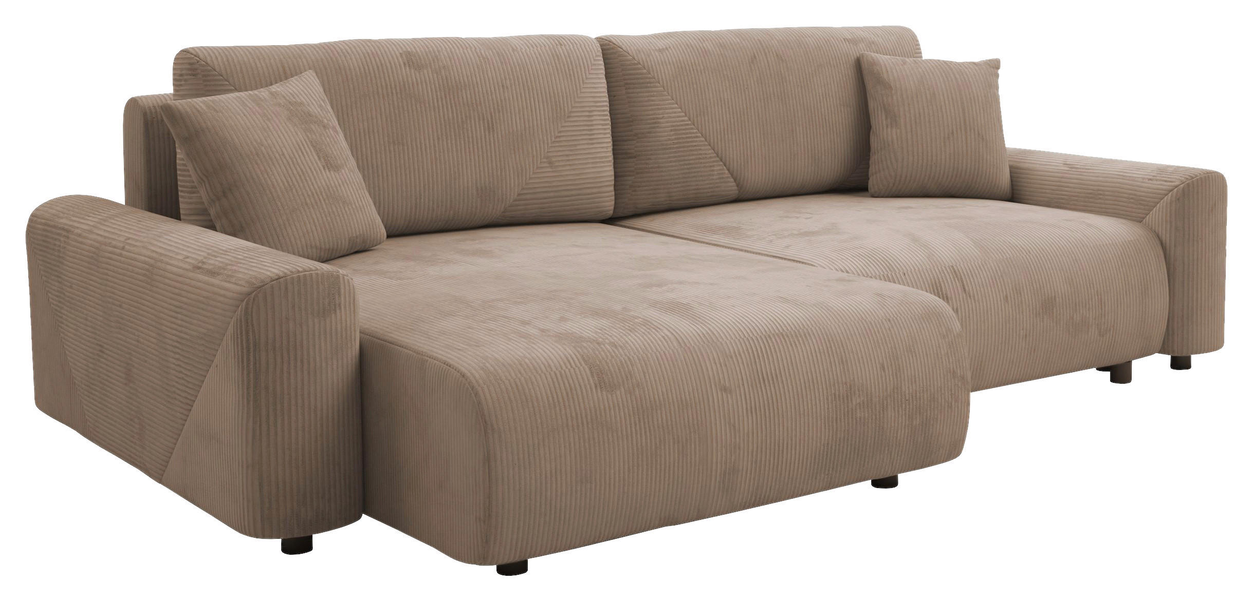 Ecksofa inkl. Funktion Braun Cord  - Schwarz/Braun, MODERN, Kunststoff/Textil (168/238cm) - Stylife