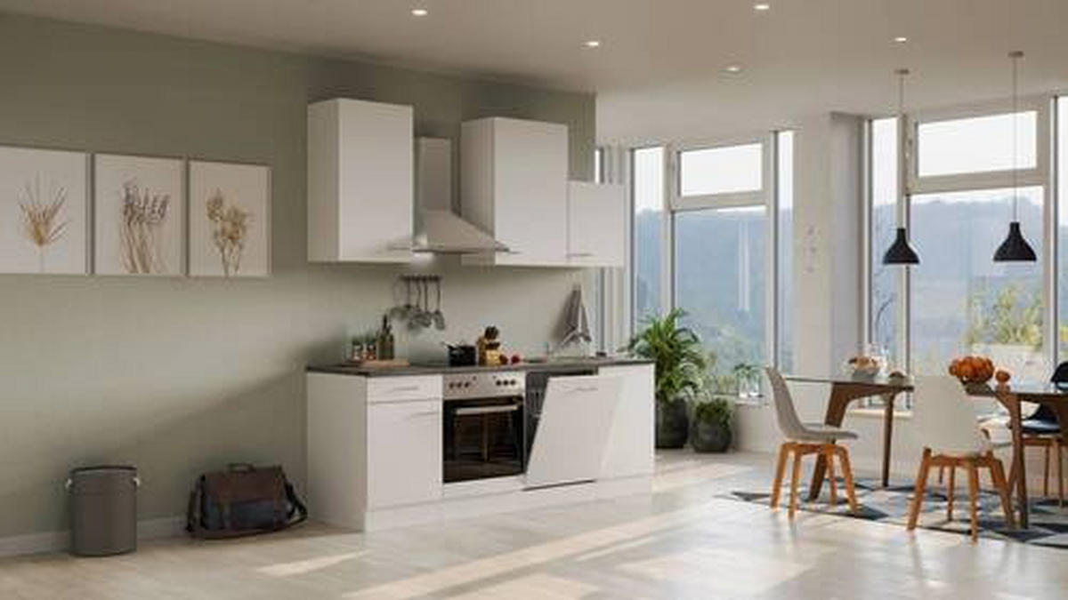 KUCHYNSKÁ LINKA LUCCA 220 - sivohnedá/biela, Modern, kompozitné drevo/plast (220cm) - FlexWell