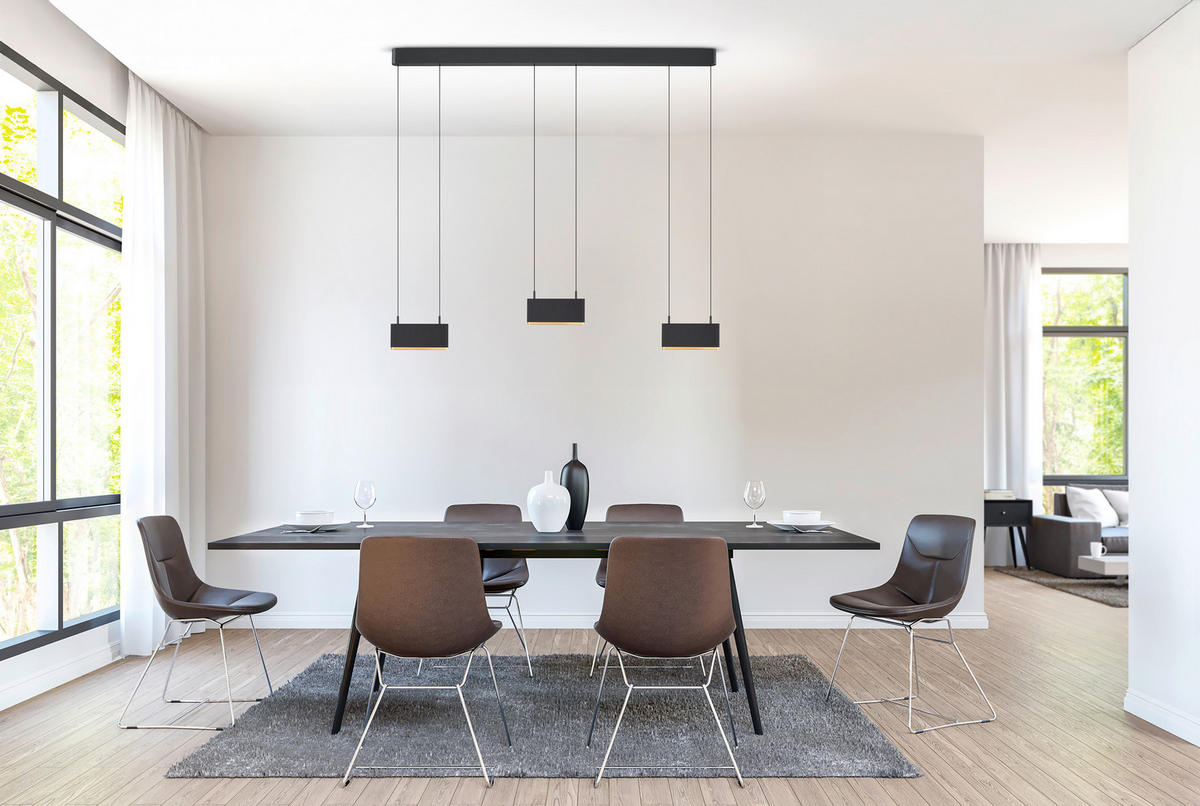 LED-HÄNGELEUCHTE Kobe 130/4,5/20-210 cm  - Goldfarben/Schwarz, Design, Metall (130/4,5/20-210cm) - Helestra