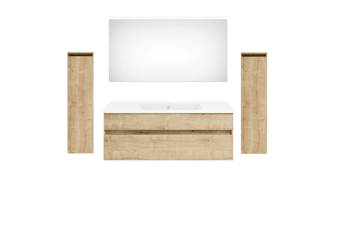 BADEZIMMER 180 cm  - Weiss/Eichefarben, Konventionell, Keramik/Holzwerkstoff (180cm) - Puris