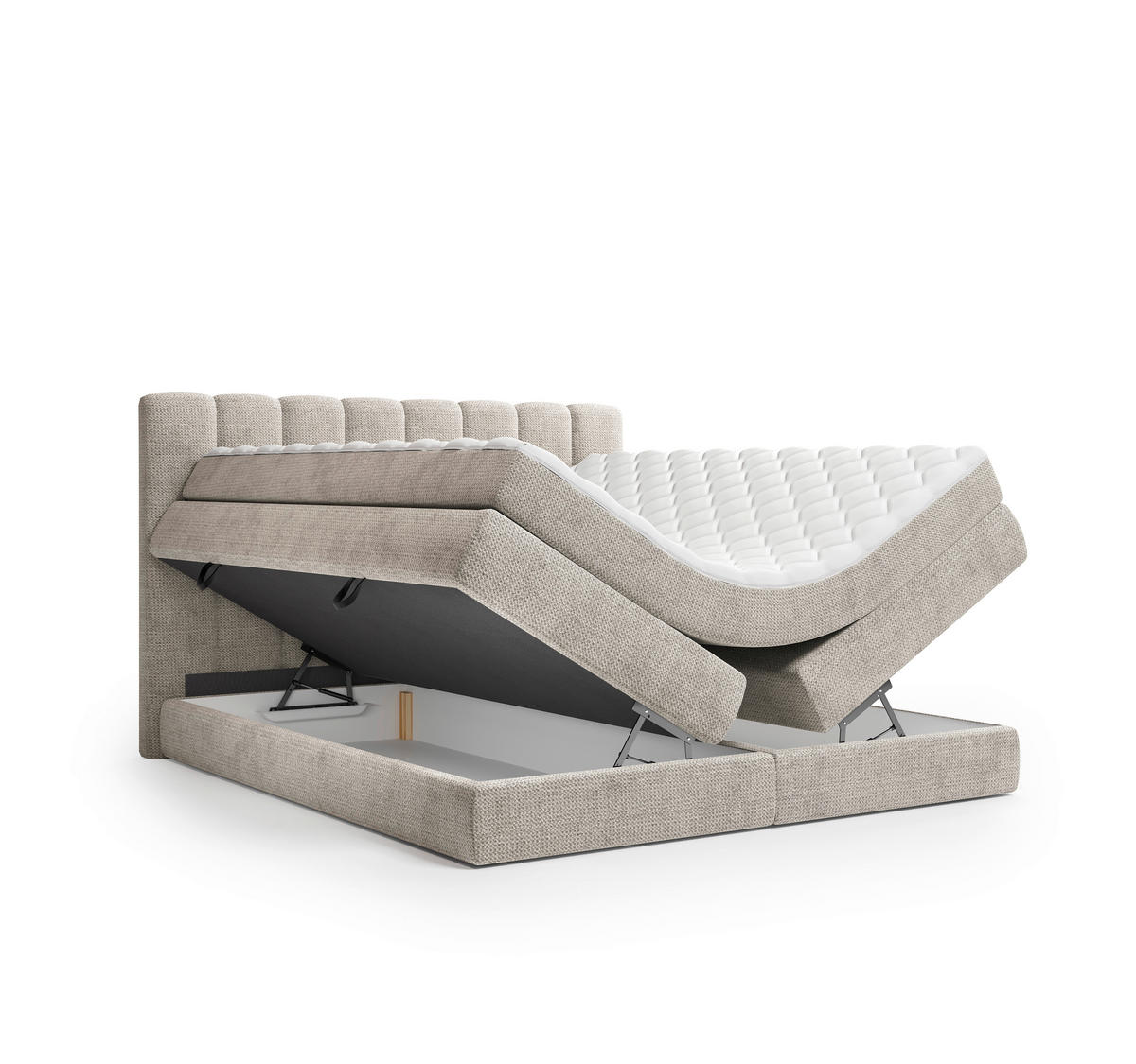 BOXSPRINGBETT 140/200 cm,  in Beige, Bettkasten, Matratzen, H3 + H4 = fest + sehr fest  - Beige/Schwarz, KONVENTIONELL, Kunststoff/Textil (140/200cm) - Carryhome