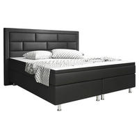 BOXSPRINGBETT 180/200 cm  in Schwarz  - Silberfarben/Schwarz, KONVENTIONELL, Leder/Textil (180/200cm) - MID.YOU