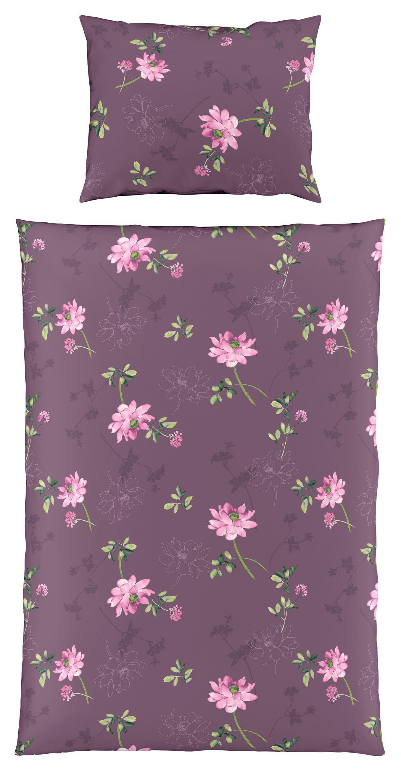 ÁGYNEMŰHUZAT-GARNITÚRA 140/200 cm  - zsályazöld/mályva, Basics, textil (140/200cm)
