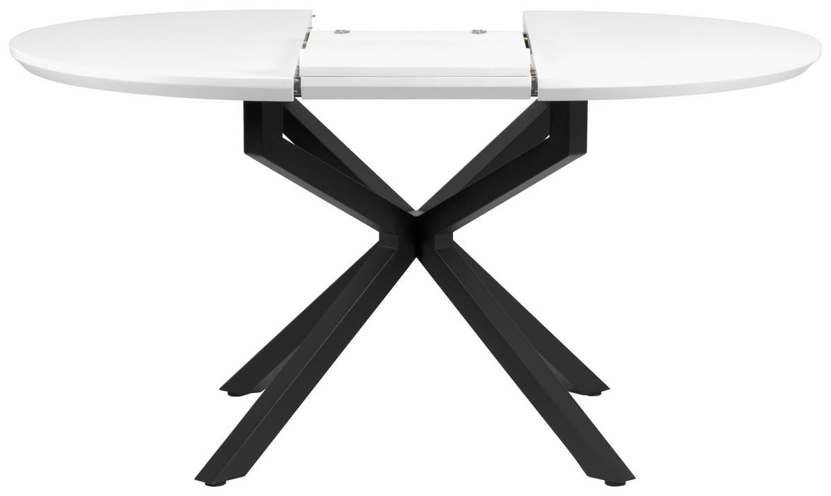 ESSTISCH 108/148/108/76 cm Nachbildung  Metall, Holzwerkstoff ausziehbar oval Schwarz, Weiß  - Schwarz/Weiß, MODERN, Holzwerkstoff/Metall (108/148/108/76cm) - Livetastic