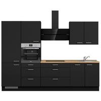 KÜCHENLEERBLOCK 300 cm   in Schwarz, Eichefarben  - Edelstahlfarben/Eichefarben, MODERN, Holzwerkstoff/Metall (300cm) - Nobilia