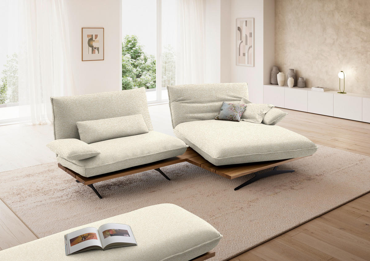 ECKSOFA  in Chenille, Flachgewebe Beige, Wildeiche  284/161 cm  - Wildeiche/Beige, Design, Holz/Textil (284/161cm) - Koinor