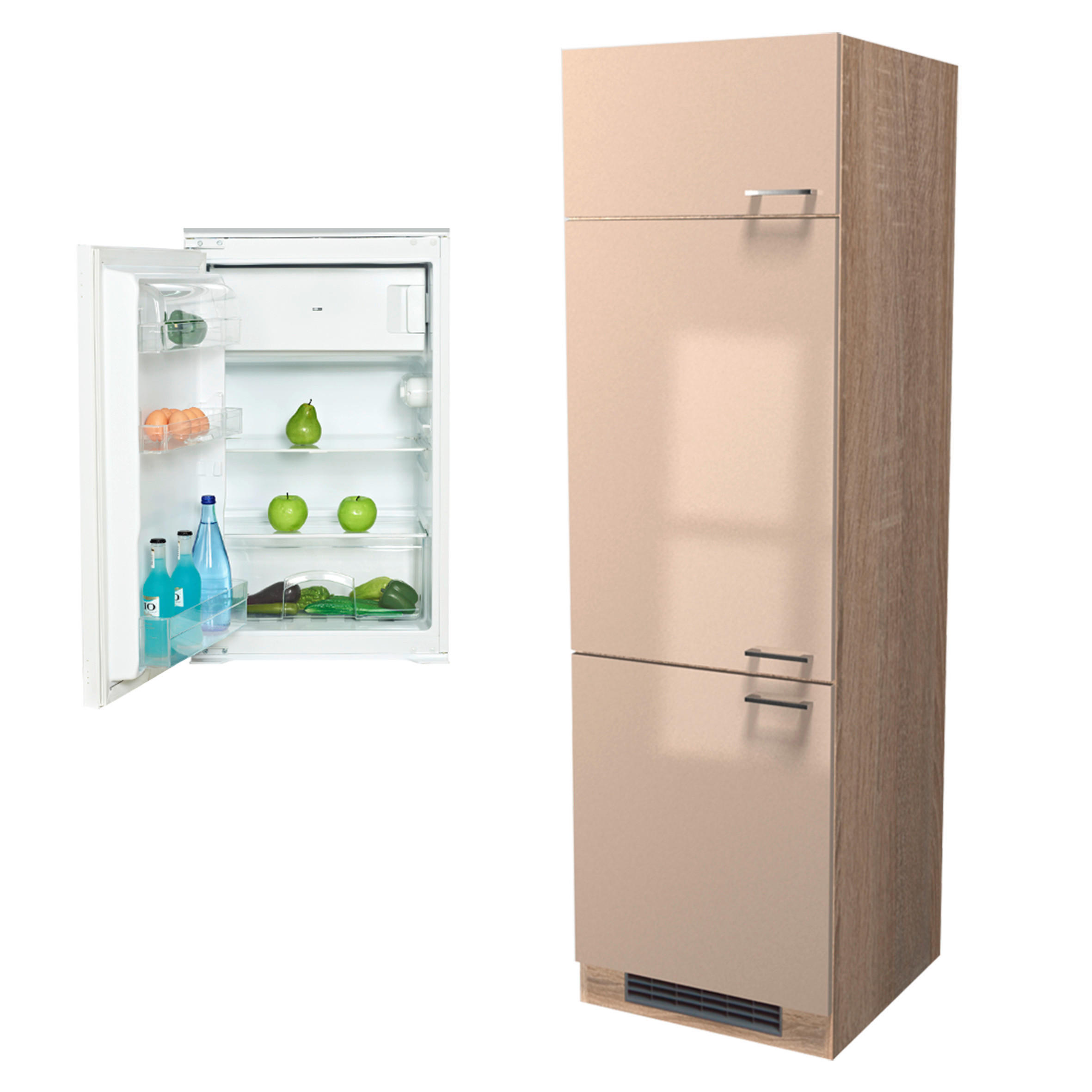 GERÄTEUMBAUSCHRANK 60/200/57 cm  in Kaschmir  - Kaschmir/Edelstahlfarben, MODERN, Holzwerkstoff/Metall (60/200/57cm) - FlexWell