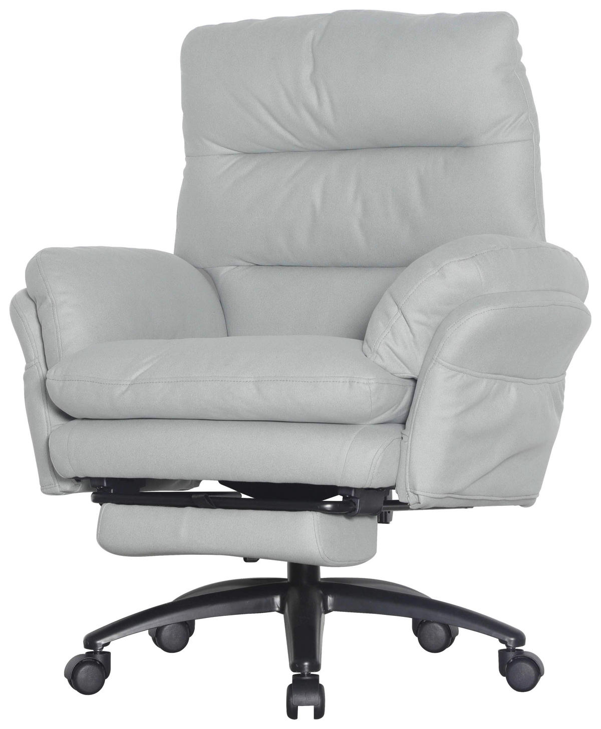 CHEFSESSEL Mikrofaser Schwarz, Hellgrau  - Hellgrau/Schwarz, Design, Kunststoff/Textil (79/101-109/74cm) - Venda