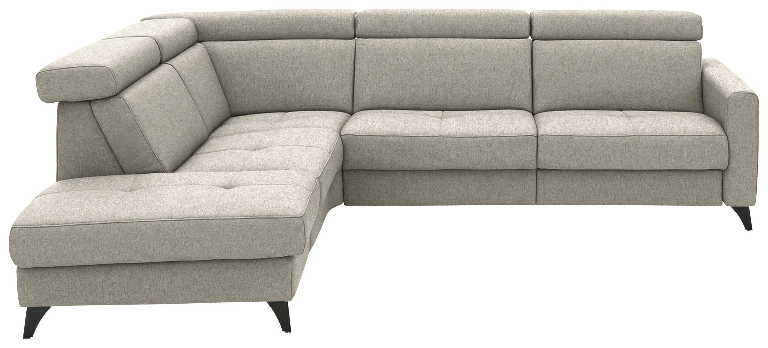 ECKSOFA Flachgewebe Ecru  - Ecru/Schwarz, Konventionell, Textil/Metall (214/276cm) - Beldomo System