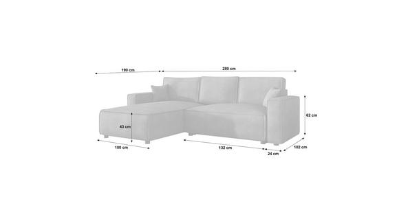 ECKSOFA Rostfarben Cord Zierkissen, Rückenkissen, Bettkasten, Schlaffunktion, Rücken echt, Liegefläche im Originalstoff  - Rostfarben/Schwarz, MODERN, Kunststoff/Textil (190/280cm) - Carryhome