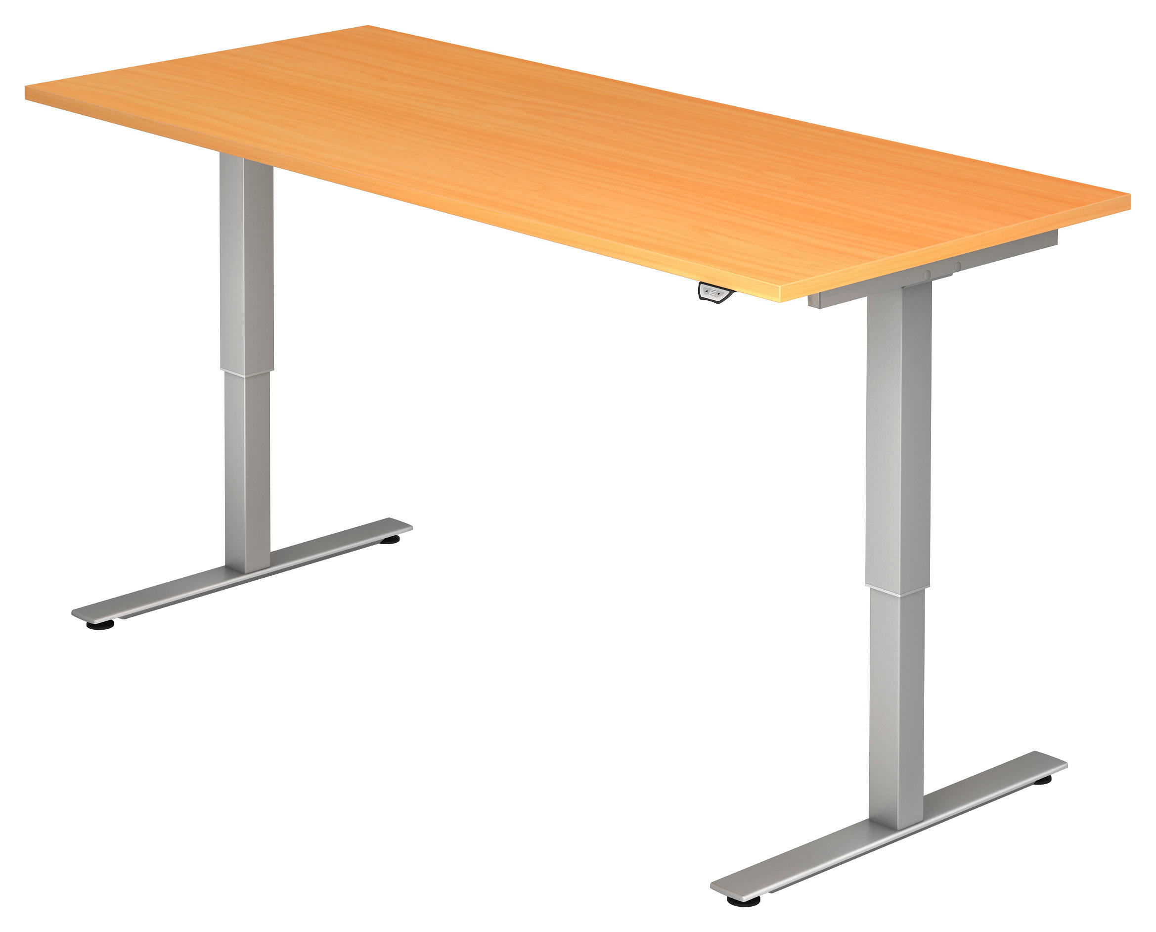 SCHREIBTISCH 180/80/72-119 cm Buchefarben elektrisch höhenverstellbar  - Silberfarben/Buchefarben, KONVENTIONELL, Holzwerkstoff/Metall (180/80/72-119cm) - Venda