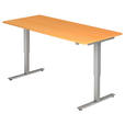SCHREIBTISCH 180/80/72-119 cm Buchefarben elektrisch höhenverstellbar  - Buchefarben/Silberfarben, KONVENTIONELL, Holzwerkstoff/Metall (180/80/72-119cm) - Venda