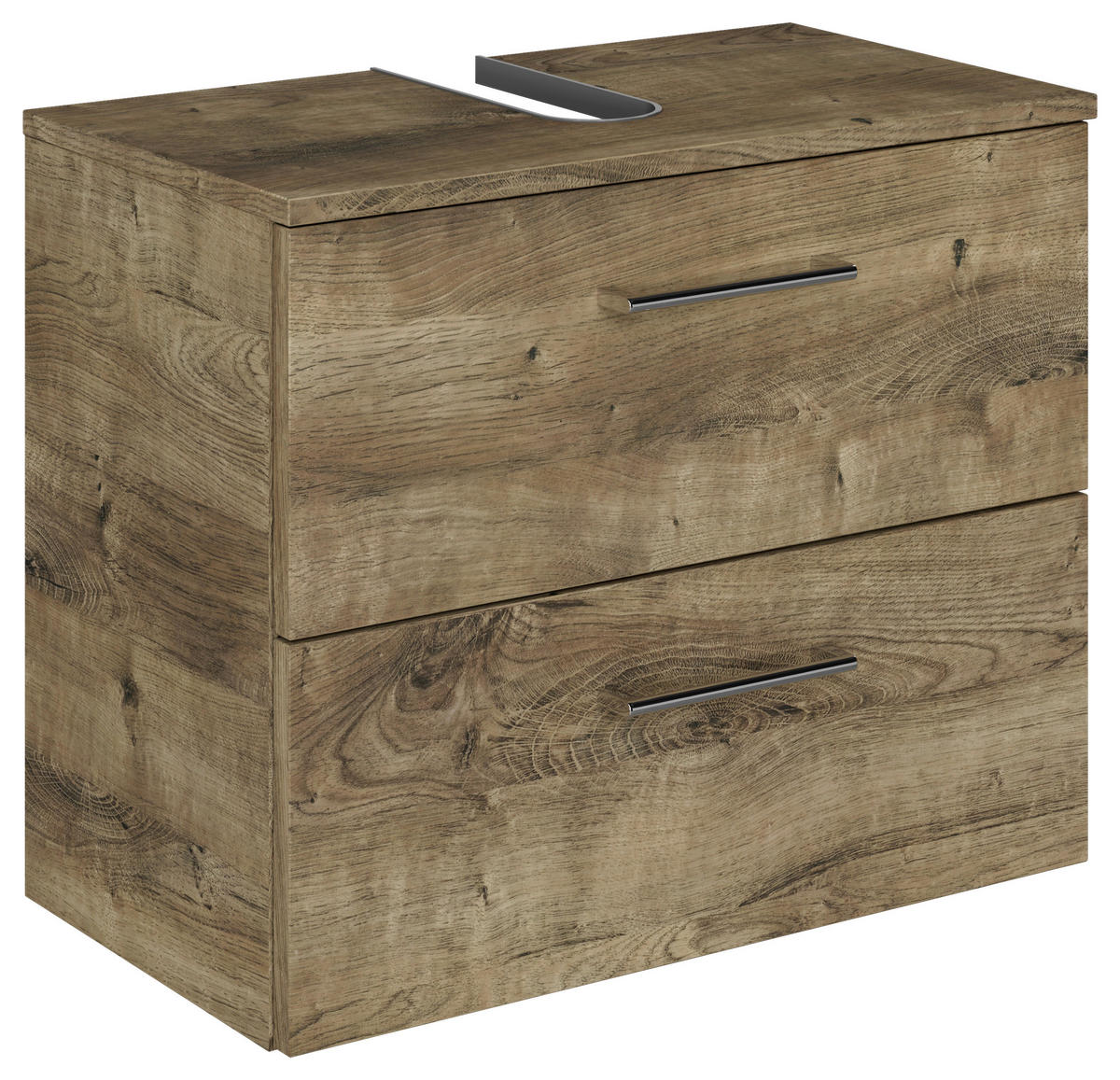 WASCHBECKENUNTERSCHRANK 60/49,8/33,3 cm  - Eiche dunkel/Chromfarben, KONVENTIONELL, Holzwerkstoff/Metall (60/49,8/33,3cm) - Sadena