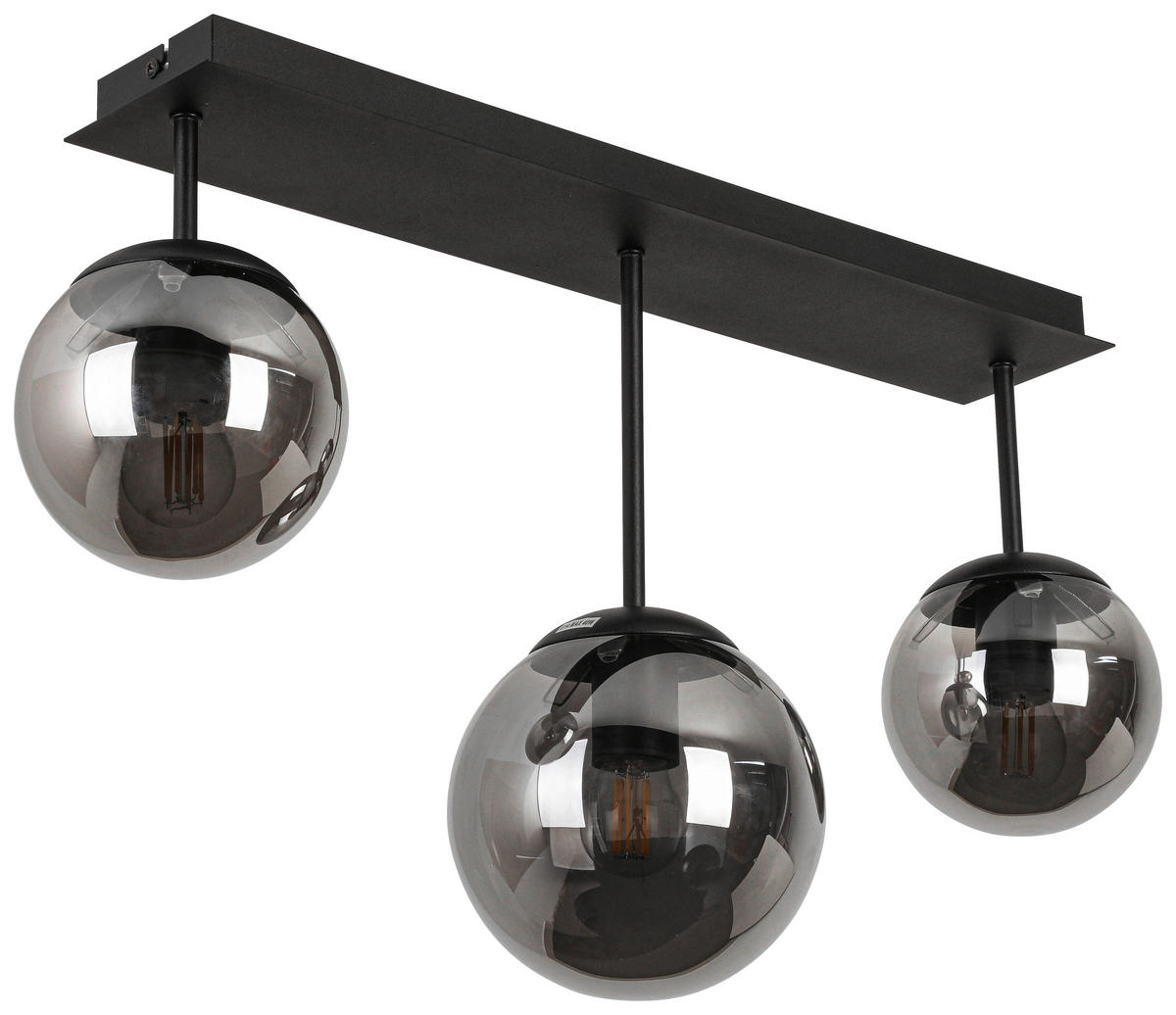 DECKENLEUCHTE    60/16/34,5 cm  - Chromfarben/Schwarz, Trend, Glas/Kunststoff (60/16/34,5cm) - Novel