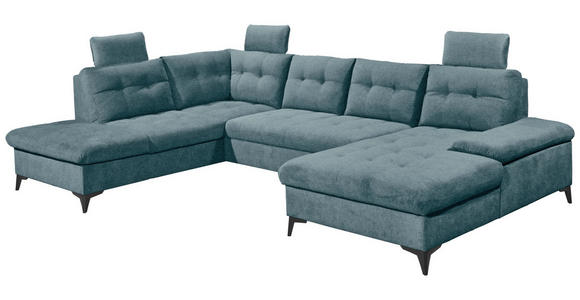 WOHNLANDSCHAFT Blau Webstoff  - Blau/Schwarz, KONVENTIONELL, Kunststoff/Textil (218/324/170cm) - Carryhome