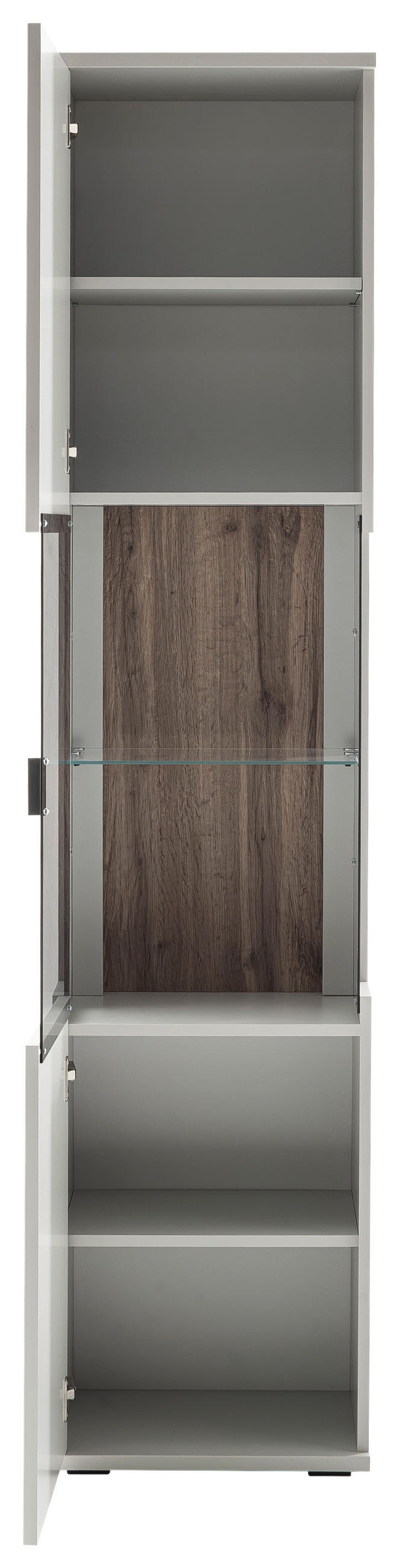 VITRINE in Weiß, Eichefarben  - Eichefarben/Anthrazit, Design, Glas/Holzwerkstoff (45/199/37cm) - Stylife