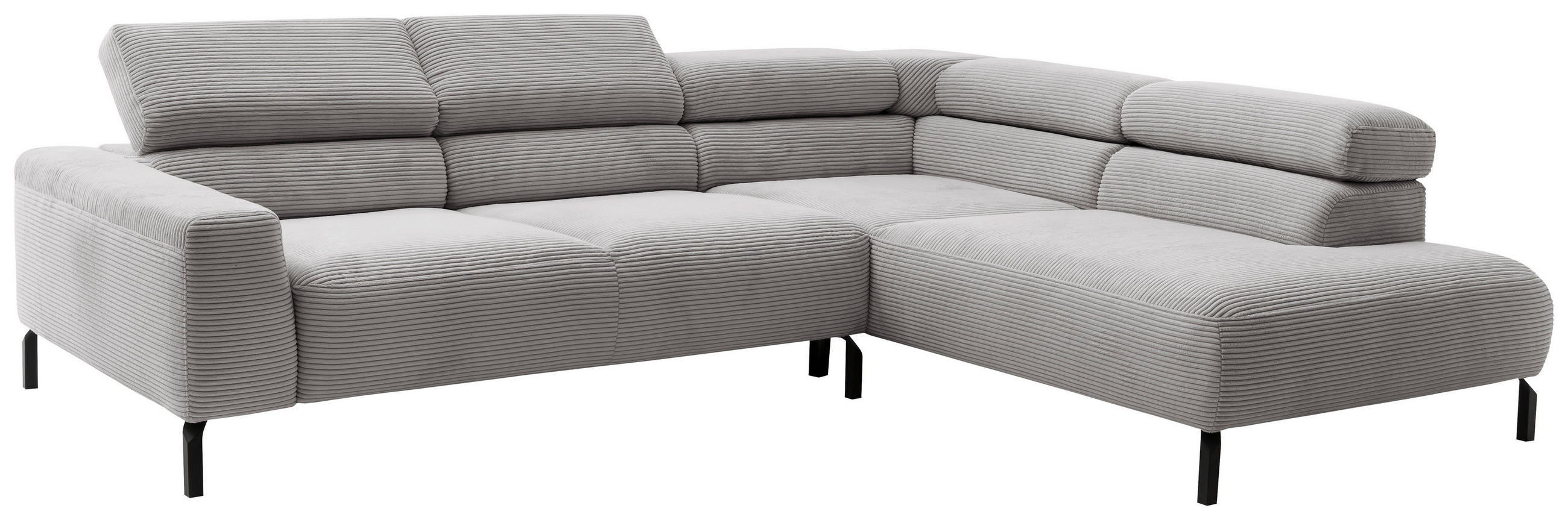 SEDEŽNA GARNITURA, rebrasti žamet siva  - črna/siva, Moderno, kovina/tekstil (276/221cm) - Pure Home Lifestyle