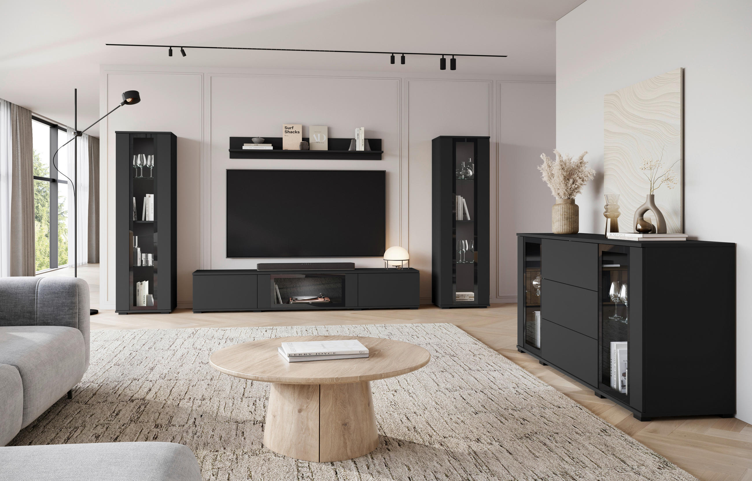 SIDEBOARD 150/69,7/39,5 cm in Schwarz - Schwarz, Design, Glas/Holzwerkstoff (150/69,7/39,5cm) - Livetastic