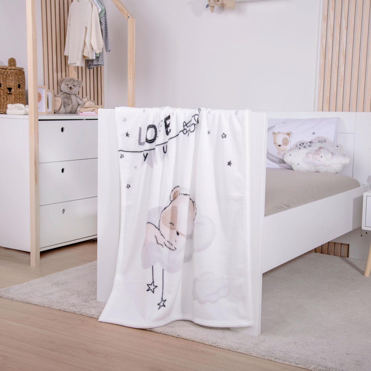 BABYDECKE Sleeping little bear 75/100 cm  - Multicolor/Weiß, Basics, Textil (75/100cm) - baby best