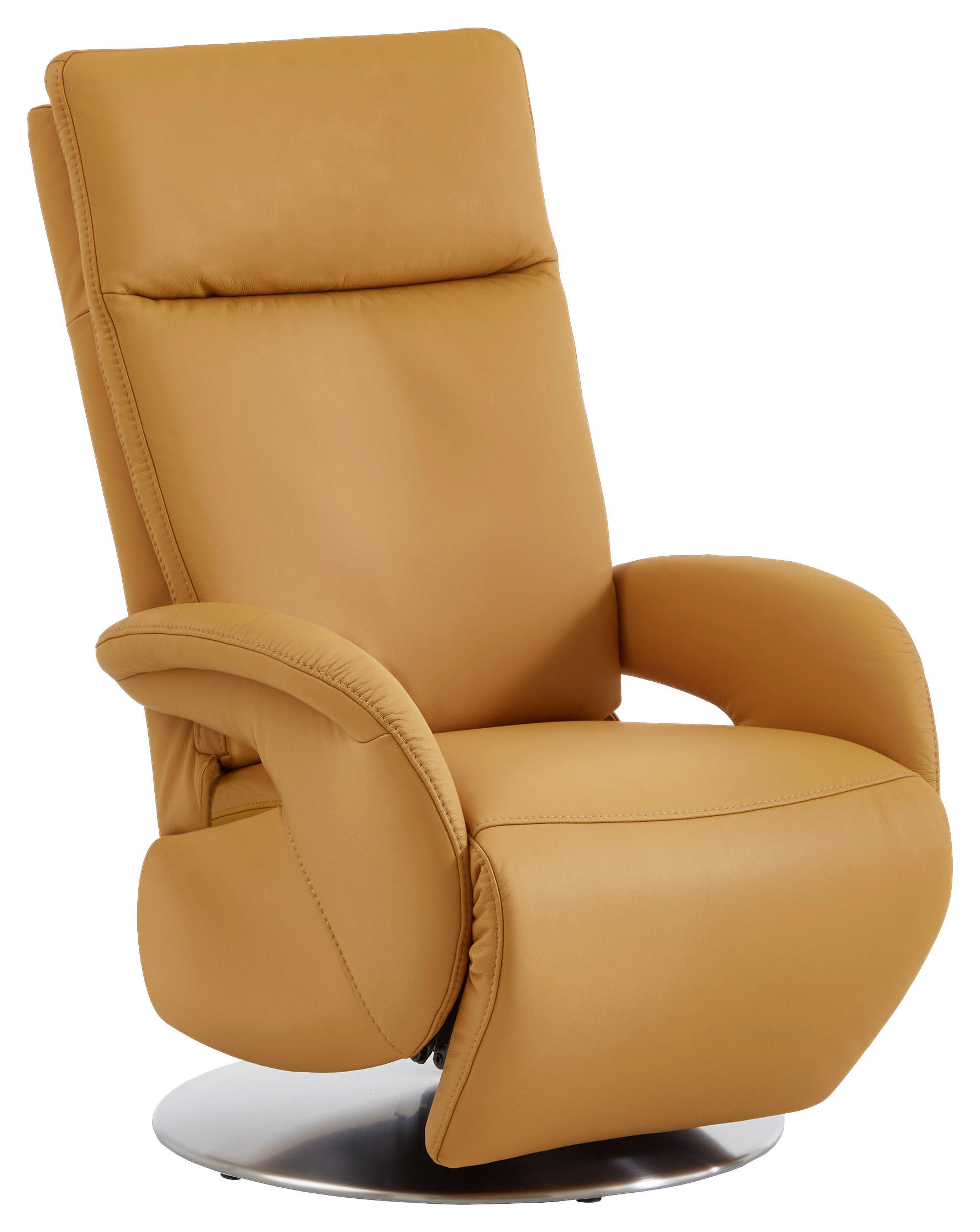 RELAXSESSEL in Leder Currygelb  - Currygelb/Edelstahlfarben, Design, Leder/Metall (70/108/80cm) - Cantus