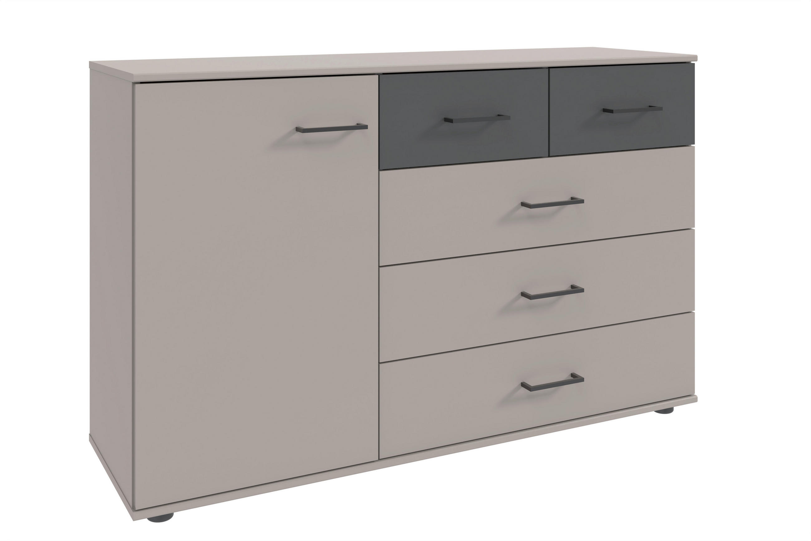 SIDEBOARD  130/83/41 cm 5 Schublade(n)  - Schwarz/Graphitfarben, Design, Holzwerkstoff/Kunststoff (130/83/41cm) - Boxxx