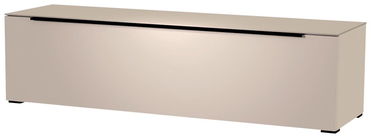 LOWBOARD  in 160/43/45 cm  - Sandfarben/Schwarz, Design, Glas/Holzwerkstoff (160/43/45cm) - Moderano