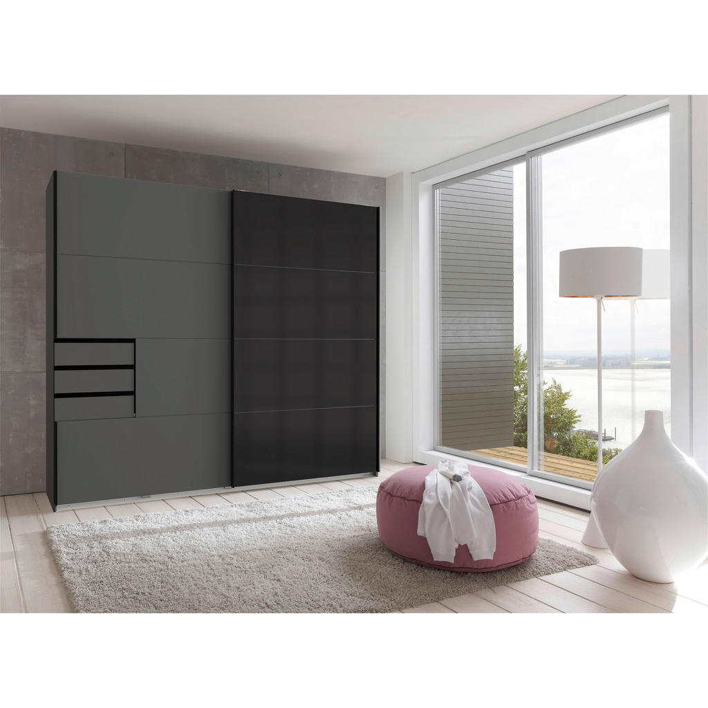 Thumbnail - Mid.you Schiebetürenschrank Wimex Saigon, Graphit, Schwarz, Metall, 4 Fächer, 3 Schubladen, 225x210x64 cm, BQ - Bündnis ...