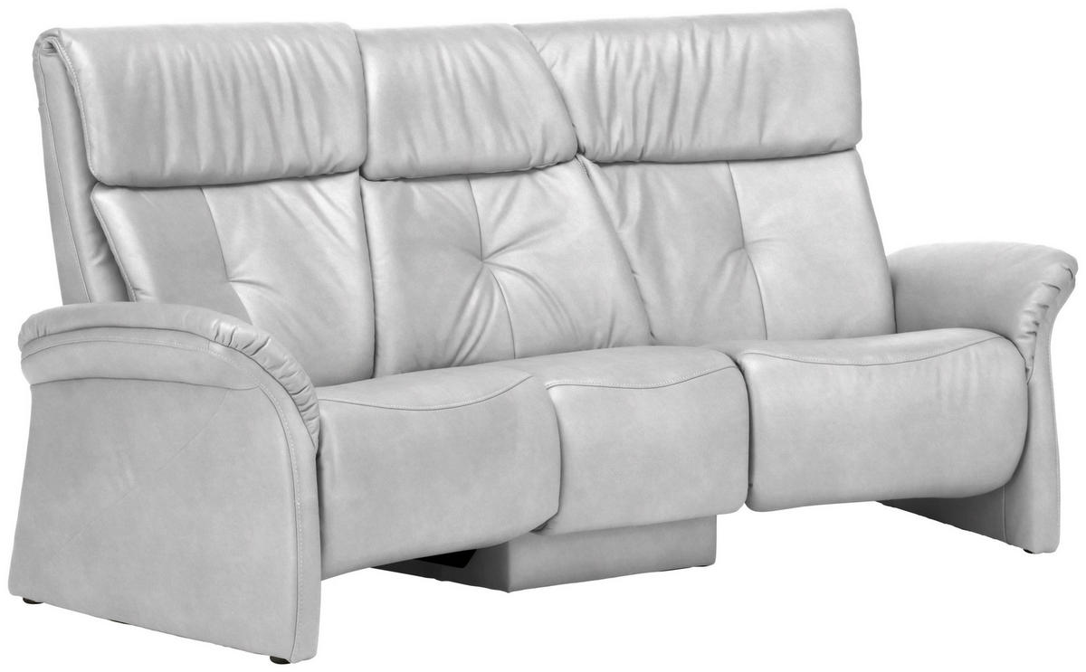 TRAPEZSOFA in Echtleder Hellgrau  - Hellgrau/Naturfarben, KONVENTIONELL, Leder/Holz (208/103/105cm) - Himolla Komfortklass