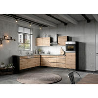 Eckküche Turin mit Geräten 240/300 cm  in Graphitfarben, Eiche Wotan  - Eiche Wotan/Graphitfarben, Design, Holzwerkstoff (240/300cm) - Held