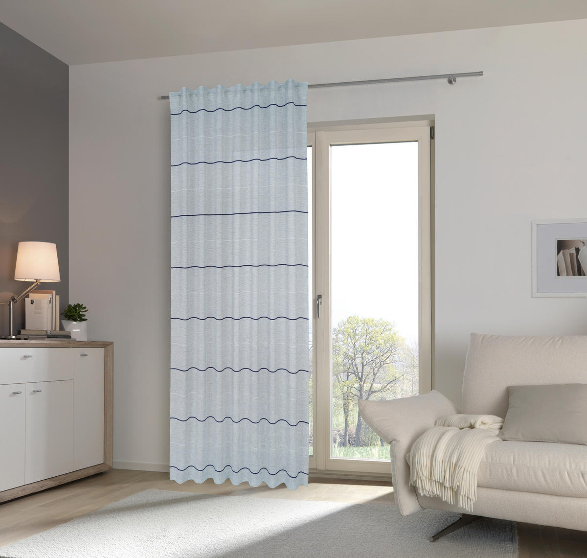 FERTIGVORHANG halbtransparent  - Blau, Design, Textil (140/245cm) - Esposa