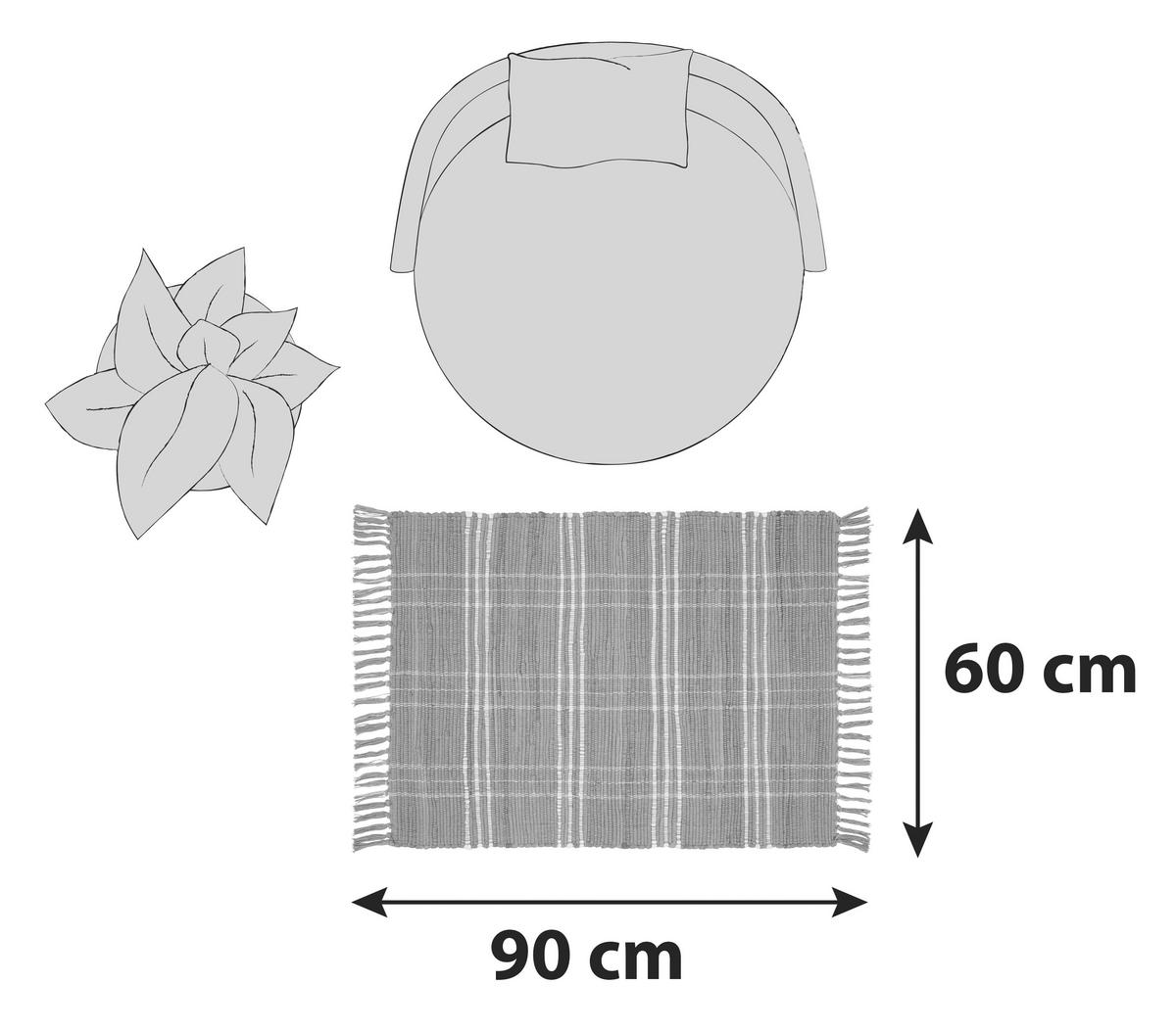RUČNĚ TKANÝ KOBEREC, 60/90 cm, šedá - šedá, Basics, textil (60/90cm) - Boxxx