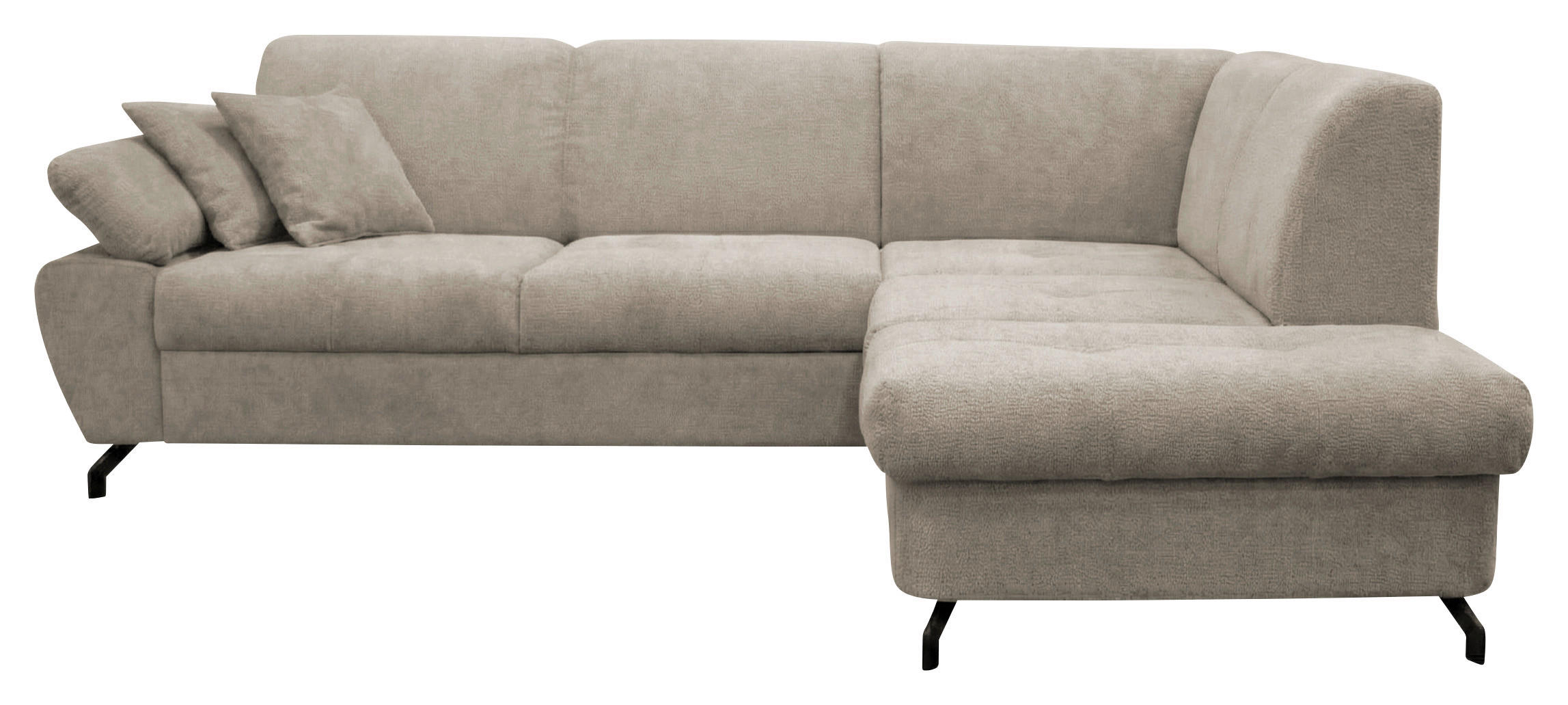 ECKSOFA CORA in Chenille Taupe  261/198 cm  - Taupe/Schwarz, Design, Textil/Metall (261/198cm) - MID.YOU